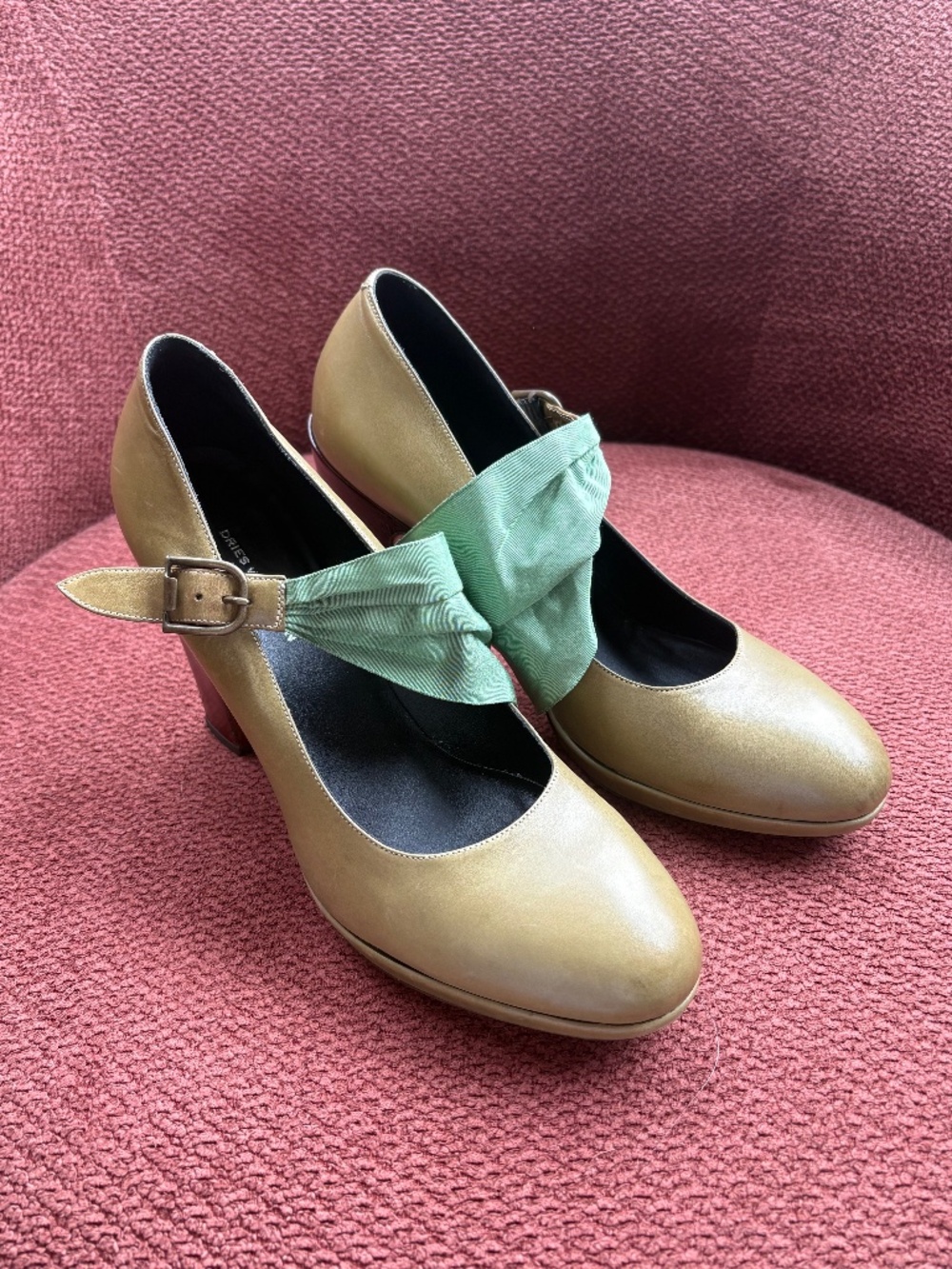 Dries Van Noten Round Toe Leather Pumps with Silk Sash